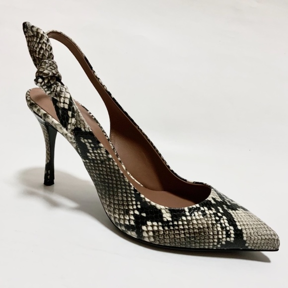 Tabitha Simmons Millie Snake Print Leather Slingback Pointed Toe Heeled Pumps 40 - Picture 14 of 16